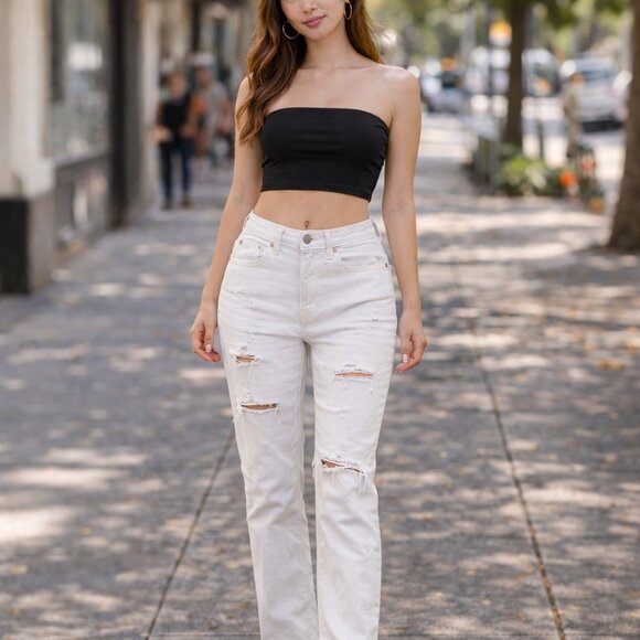 Special A Denim - Distressed White Denim Skinny Jeans